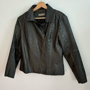 Bagatelle faux leather asymmetrical zip up jacket